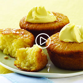 Lemon Syrup Coconut Cakes